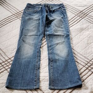 Vintage Anoname Sz 2/4 Distressed Boot Cut Jeans - Blue Wash, Low Rise